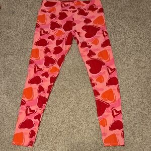 LuLaRoe Heart Patterned Leggings - Red and Pink